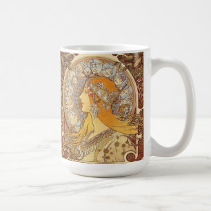 Café Caneca do zodíaco de Nouveau Alphonse Mucha da