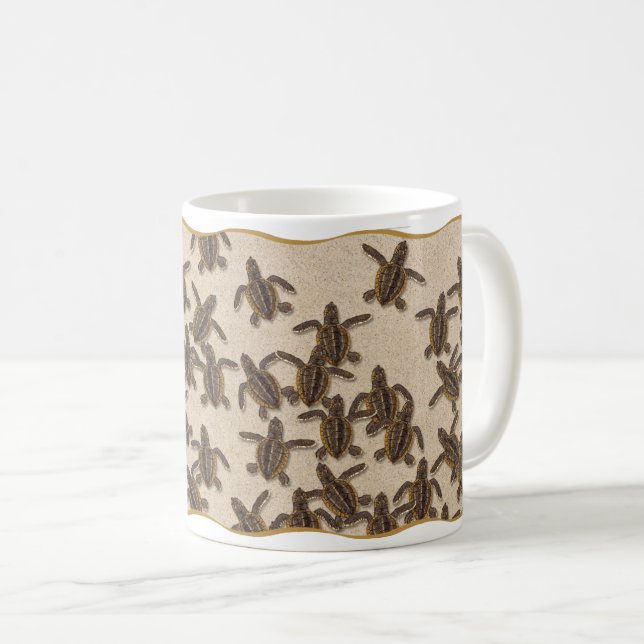 Café Caneca dos Hatchlings da tartaruga de mar da boba (Frente Esquerda)