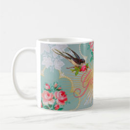 Café Caneca dos rosas do rosa do papel de parede do