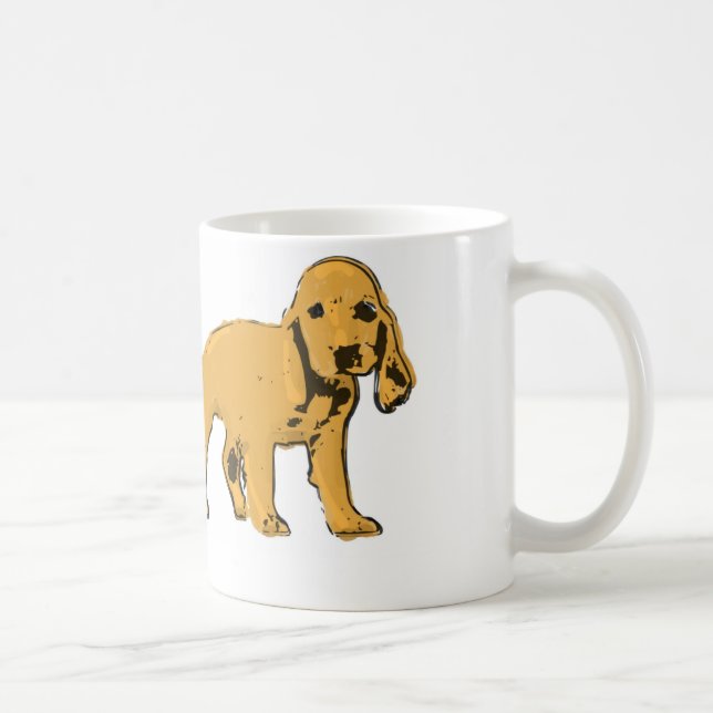 Café caneca dourada do filhote de cachorro de cocker (Direita)