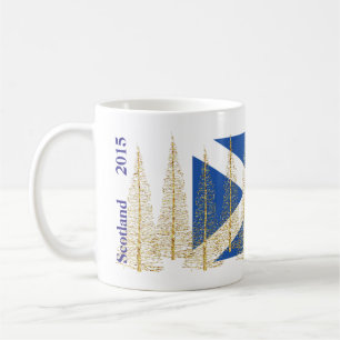 Café Caneca Dourado das árvores de Natal da bandeira d