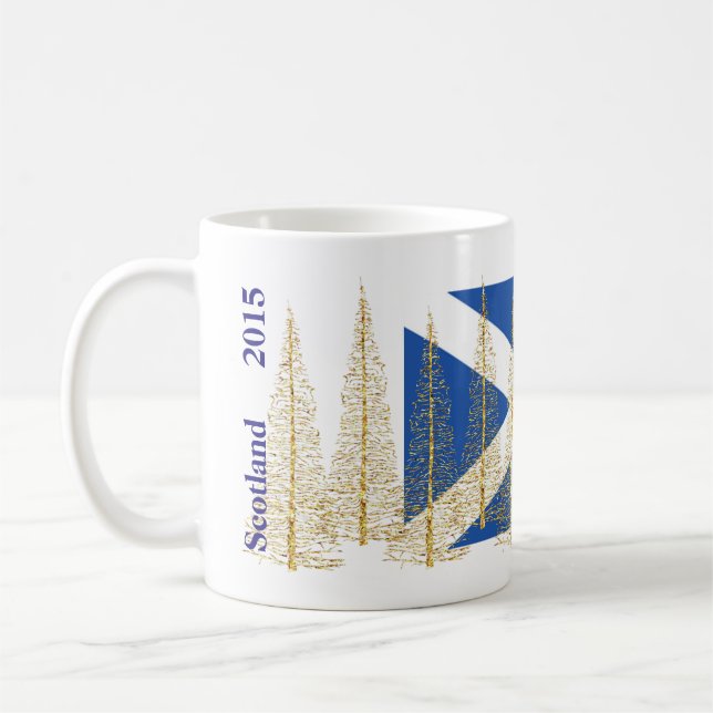 Café Caneca Dourado das árvores de Natal da bandeira de (Esquerda)