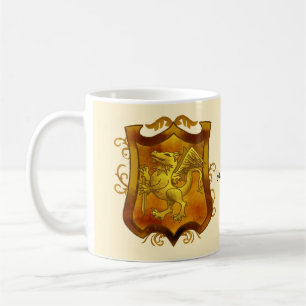 Café Caneca Dragões Escudo Brasão de Família Sobrenome
