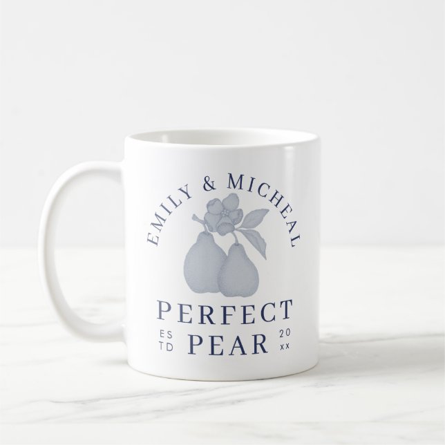 Café Caneca Dusty Blue Perfect Pear para Chá de Noiva (Esquerda)