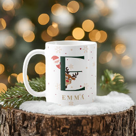 Café Caneca E de Monograma de Natal Personalizada
