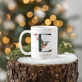 Café Caneca E de Monograma de Natal Personalizada