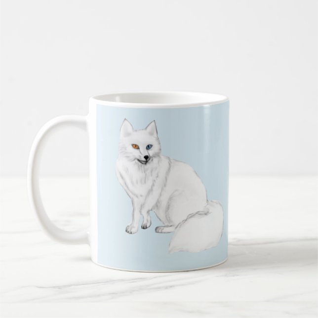 Café Caneca Elegante da Raposa do Ártico com Desenho de (Esquerda)