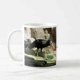 Café Caneca emplumada preto do pássaro dos íbis de