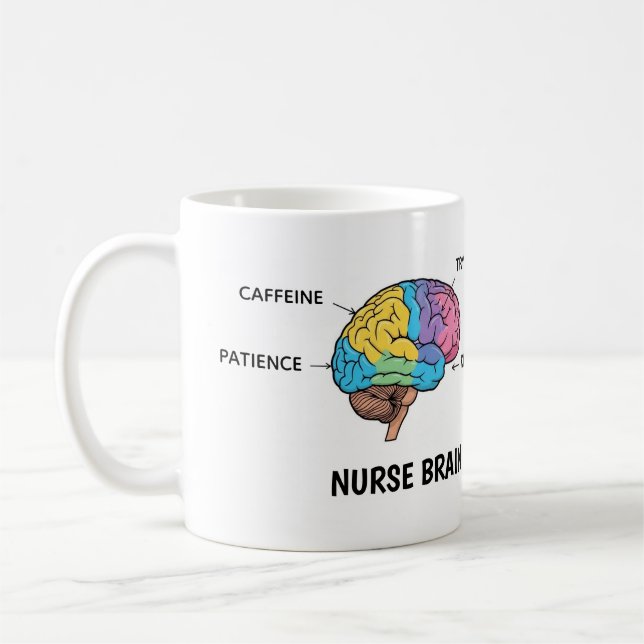 Café Caneca Engraçada Anatomia do Cérebro de Enfermeira (Esquerda)