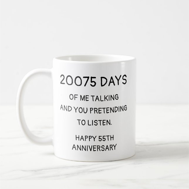 Café Caneca engraçada de aniversário de 55 anos de casa (Esquerda)