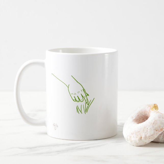 Café Caneca engraçada de arte linear Mão de Goblin Toca (Com Donut)