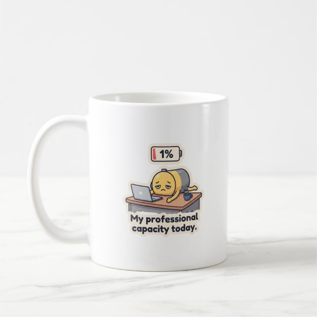 Café Caneca Engraçada de Escritório Bateria Esgotada (Esquerda)