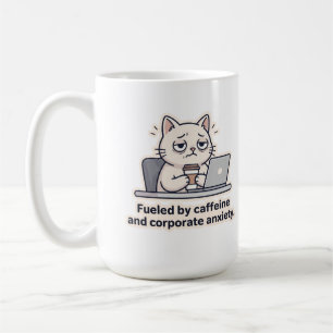 Café Caneca Engraçada de Escritório Cansaço Gato Cafeín
