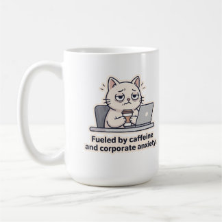 Café Caneca Engraçada de Escritório Cansaço Gato Cafeín