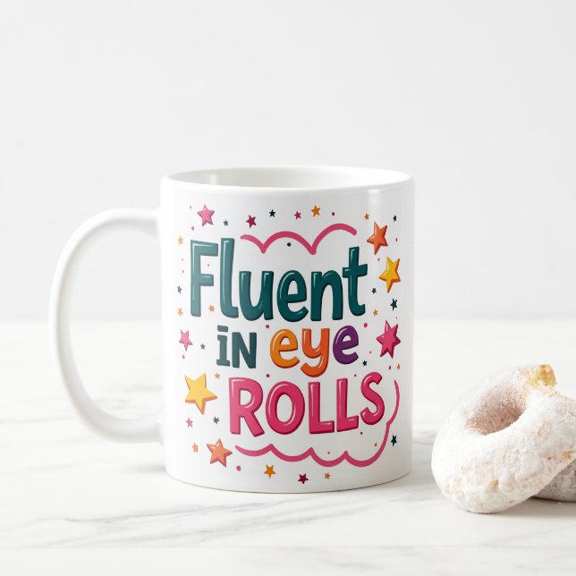 Café Caneca Engraçada de Olhares Cínicos e Sarcásticos (Com Donut)