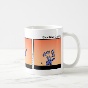 Café Caneca engraçada de Stickman da guitarra elétric