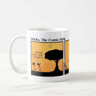 Café Caneca engraçada do por do sol de Stickman