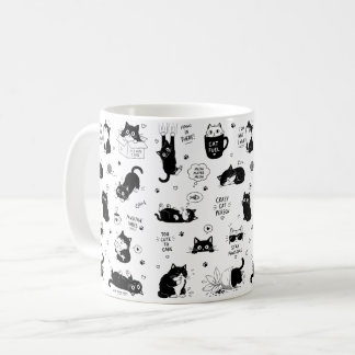 Café Caneca Engraçada para Amantes de Gatos Padrão Pret