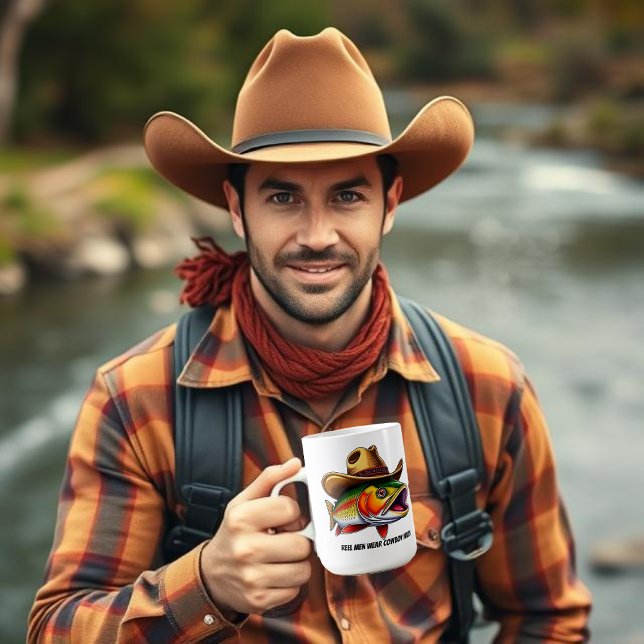 Café Caneca Engraçada Para Peixe Com Chapéu De Cowboy (Funny Gift for him-Fish Wearing a Cowboy Hat Coffee Mug )