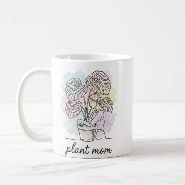 Café Caneca Estética com Splash de Aquarela para Mãe de (Esquerda)