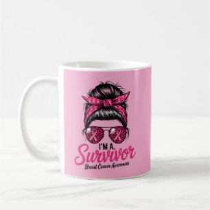 Café Caneca Eu Sou Uma Sobrevivente Fita Rosa Câncer de