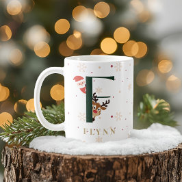 Café Caneca F de Monograma de Natal Personalizada