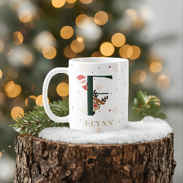 Café Caneca F de Monograma de Natal Personalizada