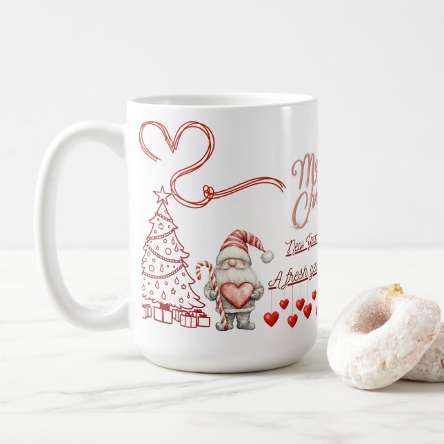 Café Caneca Feliz Ano Novo – Design de Celebração Premi (Com Donut)