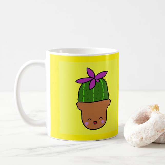 Café Caneca Feliz de Cactos (Com Donut)