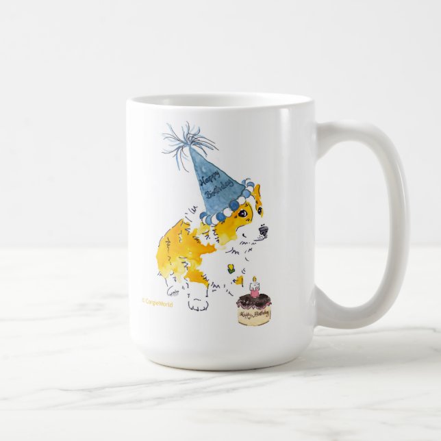 Café Caneca feliz do Corgi de B'Day (Direita)