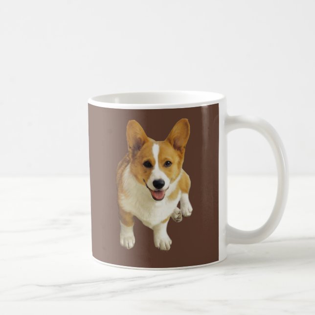 Café Caneca feliz do Corgi de Galês do Pembroke (Direita)