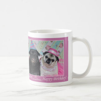 Café Caneca feliz do Pug da festa de aniversário
