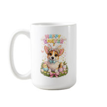 Caneca Feliz Páscoa Corgi – Cão com Orelhas de Coe