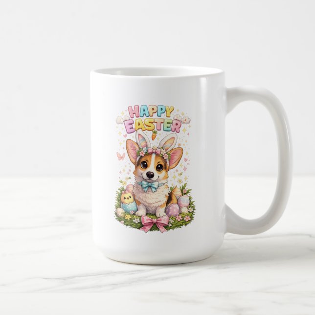 Café Caneca Feliz Páscoa Corgi – Cão com Orelhas de Coe (Direita)