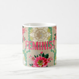 Café Caneca feminista do papel de parede do vintage