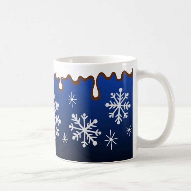 Café Caneca Flocos de Neve Azuis (Direita)