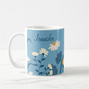 Café Caneca Flor Margarida Azul Flor de Nascimento de A