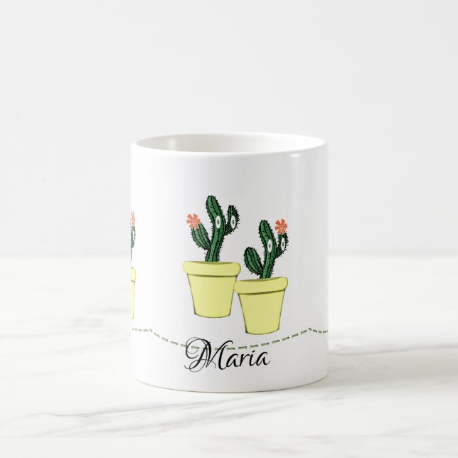 Café Caneca Floral Amarela de Cactus (Centro)