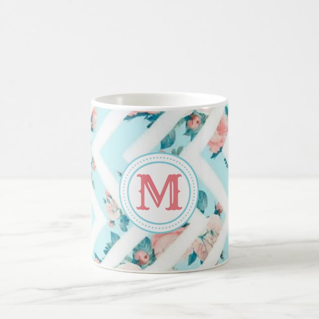 Café Caneca floral azul do clássico do teste padrão de (Centro)