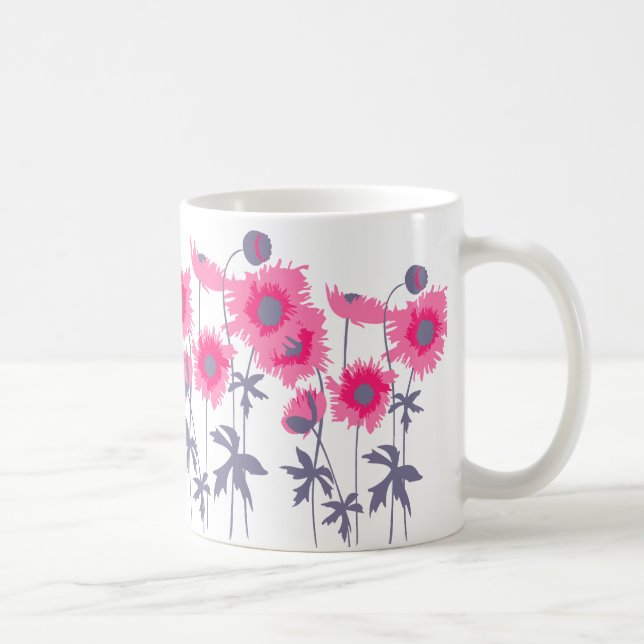 Café Caneca floral com arte gráfica rosa e cinza de pap (Direita)