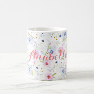 Café Caneca floral da aguarela de Personalized||