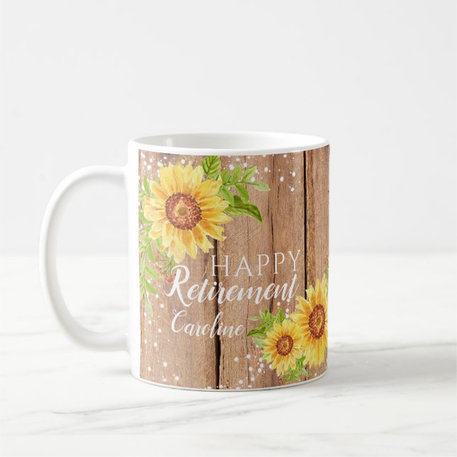 Café Caneca Floral de Aposentadoria Feliz Rústica (Esquerda)