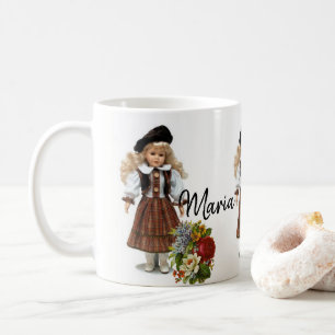 Café Caneca Floral de Boneca Vitoriana