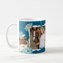 Café Caneca Floral de Cavalo Ocidental – Azul Marinho