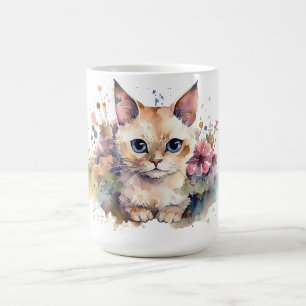 Café Caneca Floral de Gato