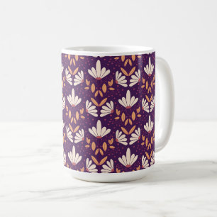 Café Caneca floral de sonho de margarida branca e roxa