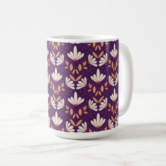 Café Caneca floral de sonho de margarida branca e roxa