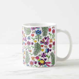 Café Caneca floral do Doodle de Otomi
