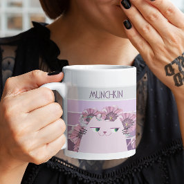 Café Caneca Floral Fofa de Gato Retro