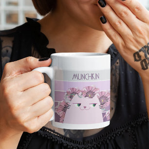 Café Caneca Floral Fofa de Gato Retro